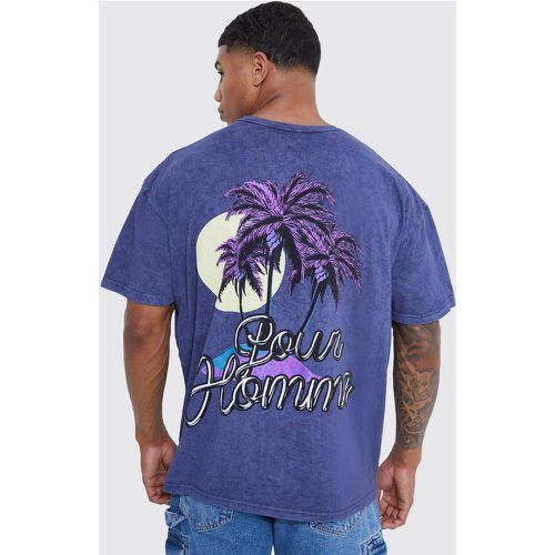 T-shirt oversize délavé imprimé palmier - Boohooman - Modalova