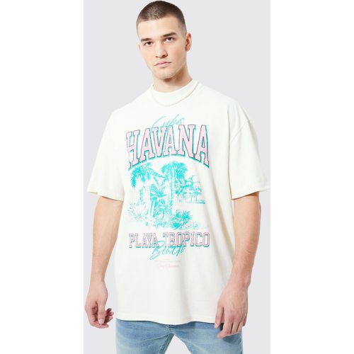 Tall - T-shirt oversize épais imprimé tropical - Boohooman - Modalova