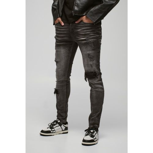 Jean skinny déchiré et réparé - 28S - Boohooman - Modalova