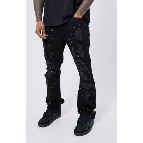 Jean flare rigide à taches de peinture - 32R - Boohooman - Modalova