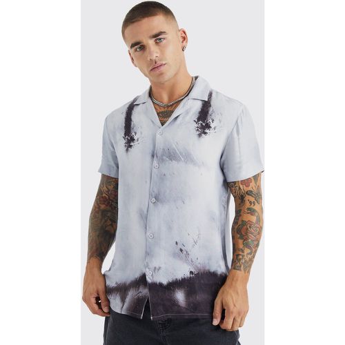 Chemise en viscose imprimé photo à manches courtes - L - Boohooman - Modalova