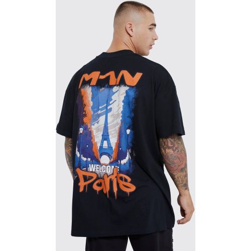 T-shirt oversize imprimé Paris graffiti - S - Boohooman - Modalova