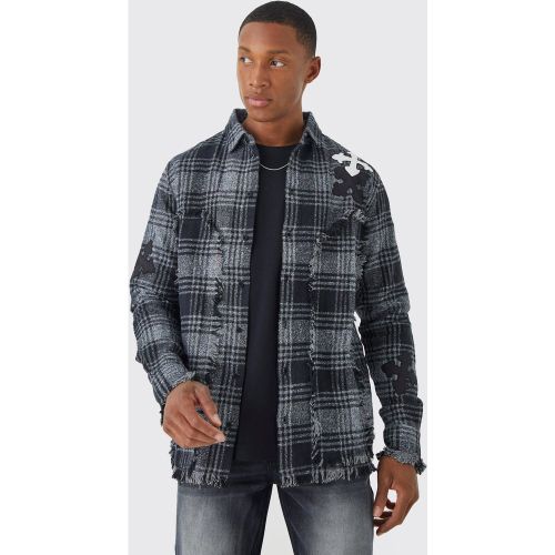 Chemise déchirée à carreaux - XS - Boohooman - Modalova