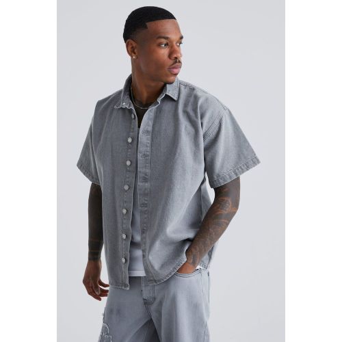 Chemise large en jean à manches courtes - XL - Boohooman - Modalova