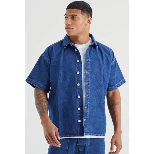 Chemise large en jean à manches courtes - M - Boohooman - Modalova