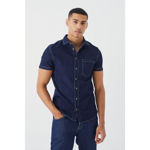 Chemise en jean moulante à manches courtes - L - Boohooman - Modalova