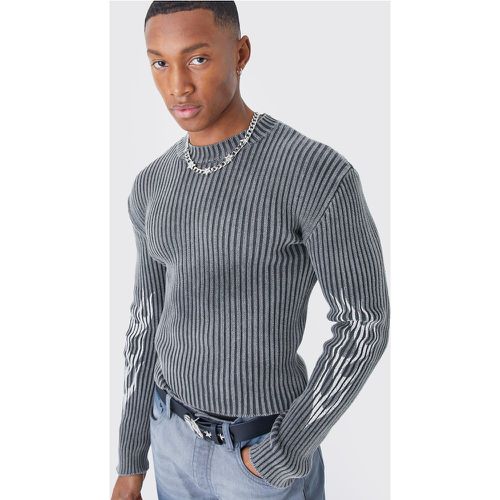 Pull moulant en maille côtelée délavée - S - Boohooman - Modalova