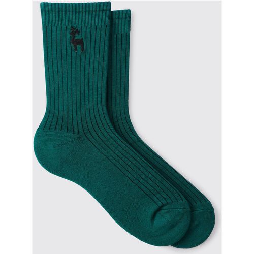 Chaussettes de Noël à broderie renne - ONE SIZE - Boohooman - Modalova