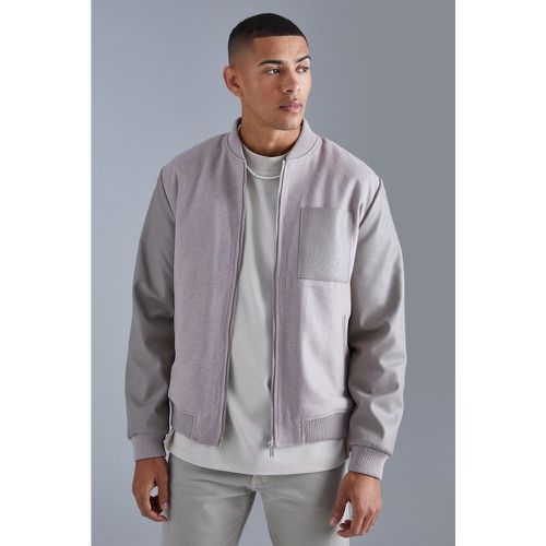 Bomber droit feutré homme - S - Boohooman - Modalova