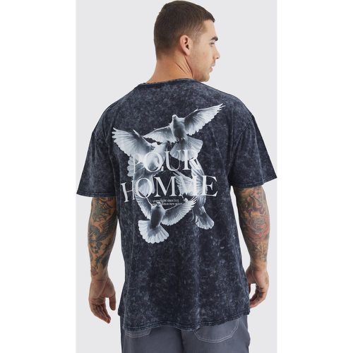 T-shirt oversize délavé à imprimé colombe - Boohooman - Modalova