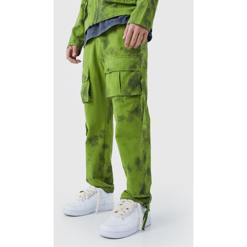 Pantalon cargo tie dye à taille fixe - Boohooman - Modalova