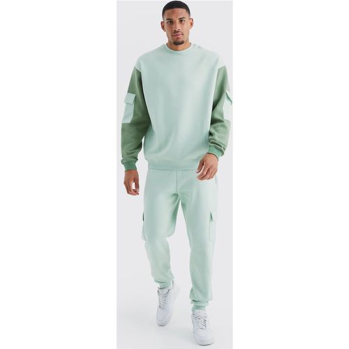 Tall - Survêtement oversize cargo color block - S - Boohooman - Modalova