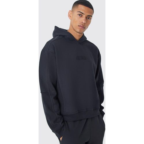 Sweat à capuche oversize avec empiècement en tissu gaufré homme - S - Boohooman - Modalova