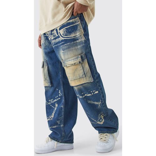 Grande taille - Jean large délavé - 40 - Boohooman - Modalova