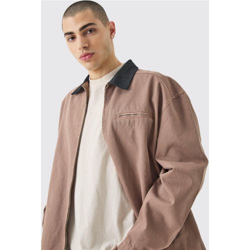 Veste Harrington surteinte à col contrastant - L - Boohooman - Modalova