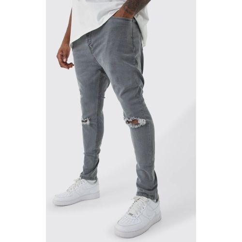 Grande taille - Jean déchiré super skinny - 44 - Boohooman - Modalova