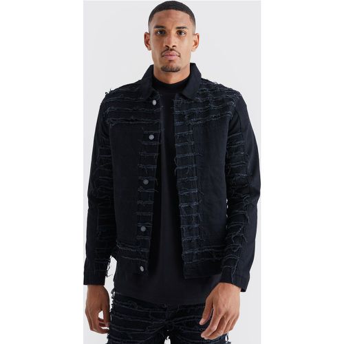 Tall - Veste en jean à déchirures homme - S - Boohooman - Modalova