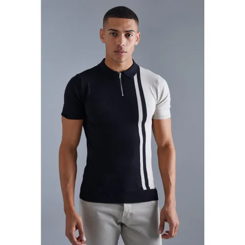 Polo color block à manches courtes - L - Boohooman - Modalova