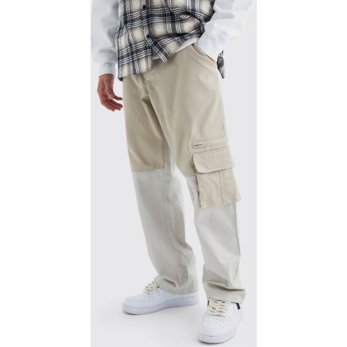 Pantalon cargo large color block à slogan - Official - 28R - Boohooman - Modalova