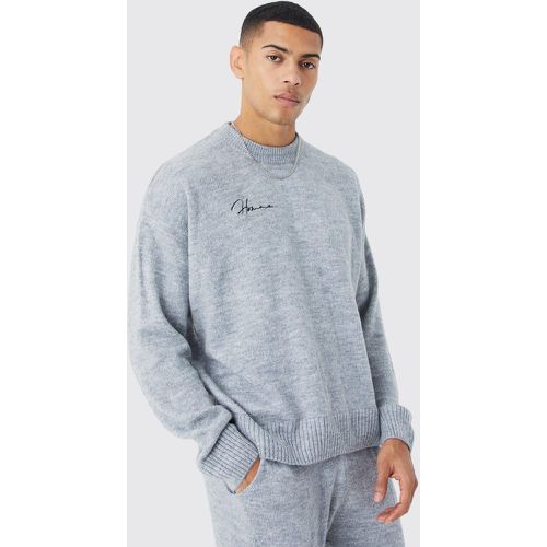 Pull oversize en maille côtelée brossée - L - Boohooman - Modalova