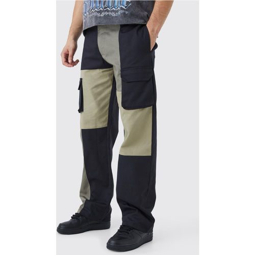Tall - Pantalon cargo ample color block - Boohooman - Modalova