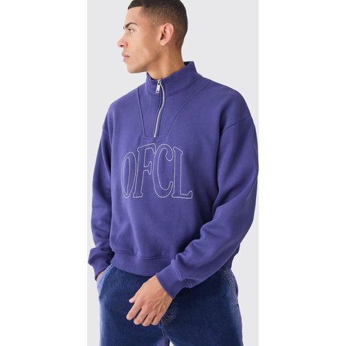 Sweat à capuche oversize à col zippé et broderie - Offcl homme - S - Boohooman - Modalova