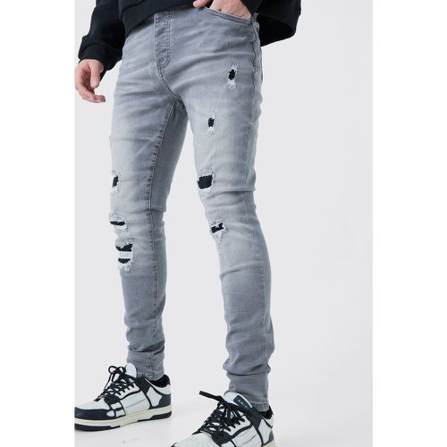 Skinny Stretch Ripped Jeans In Ice Grey - - 36R - Boohooman - Modalova