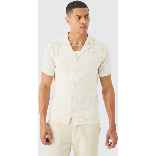 Chemise en maille ouverte à boutons - M - Boohooman - Modalova