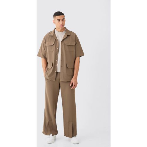 Ensemble léger avec chemise stretch et pantalon fendu - S - Boohooman - Modalova