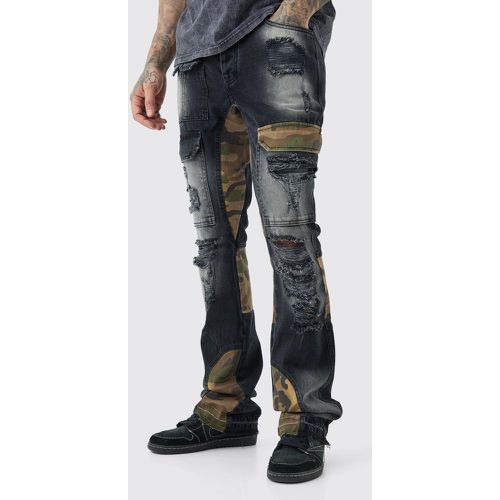 Tall - Jean cargo cintré et rigide à imprimé camouflage homme - 34 - Boohooman - Modalova