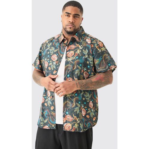 Grande taille - Chemise à manches courtes et imprimé dragon - XXXL - Boohooman - Modalova