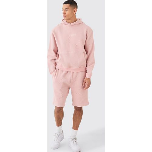 Oversized Boxy Quilted Embroided Hooded Short Tracksuit - Boohooman - Modalova