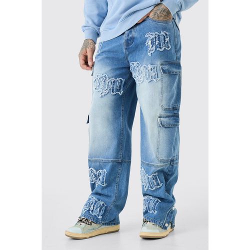 Tall Baggy Rigid Bm Applique Multi Pocket Cargo Jeans homme - Boohooman - Modalova