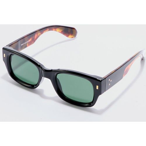 Chunky Sunglasses With Tortoise Shell Detail In Black - Boohooman - Modalova