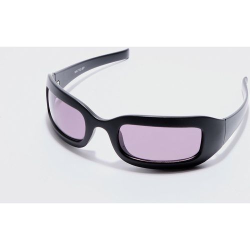 Chunky Wrap Around Rectangle Sunglasses In Black - Boohooman - Modalova
