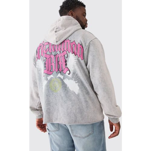 Grande taille - Sweat à capuche oversize délavé à imprimé colombe - XXXXL - Boohooman - Modalova