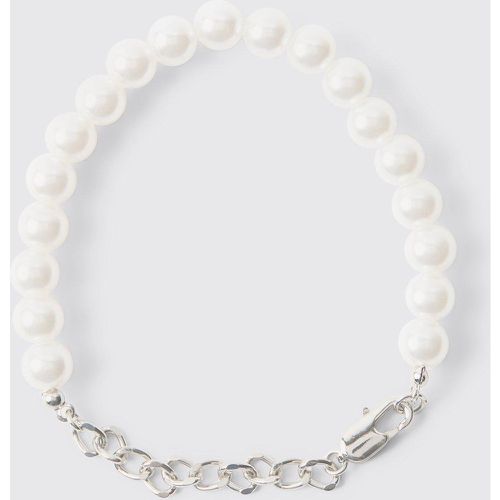 Pearl And Chain Metal Bracelet In Silver - Boohooman - Modalova