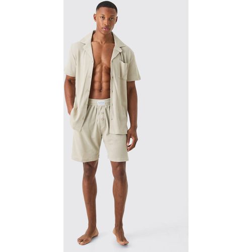 Ensemble en tissu gaufré avec chemise confort et short homme - M - Boohooman - Modalova