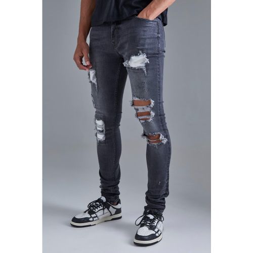 Jean skinny déchiré et réparé à volants étagés - 30R - Boohooman - Modalova