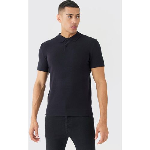 Regular Fit Button Up Knitted Polo - Boohooman - Modalova