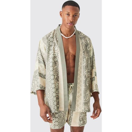 Ensemble oversize imprimé avec chemise kimono et short de bain - M - Boohooman - Modalova