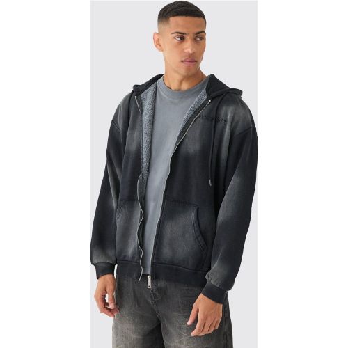 Sweat à capuche oversize zippé délavé - MAN homme - M - Boohooman - Modalova