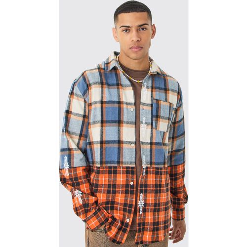 Chemise oversize bicolore à carreaux - S - Boohooman - Modalova