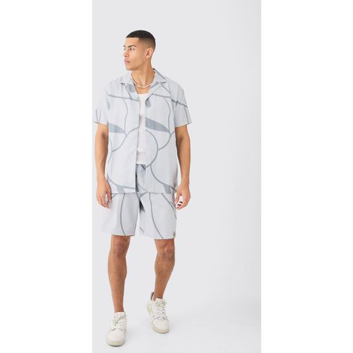 Ensemble à imprimé abstrait avec chemise et short - L - Boohooman - Modalova