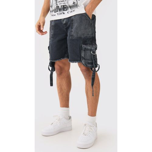 Short cargo large noir délavé - 28 - Boohooman - Modalova