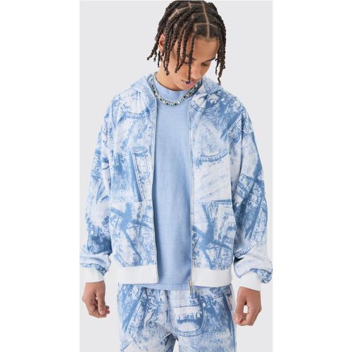 Sweat à capuche oversize zippé imprimé - L - Boohooman - Modalova