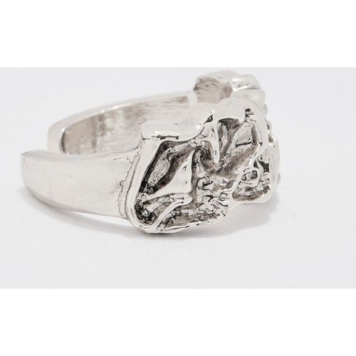 Metal Melted Statement Ring In Silver - - S/M - Boohooman - Modalova