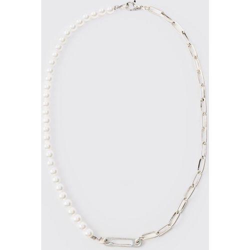 Pearl & Chain Necklace In Silver - Boohooman - Modalova