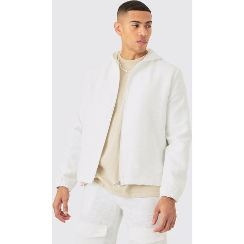 Textured Cotton Jacquard Smart Hooded Jacket - Boohooman - Modalova