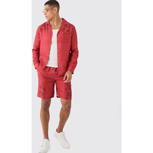 Ensemble en lin fleuri avec chemise et short - L - Boohooman - Modalova